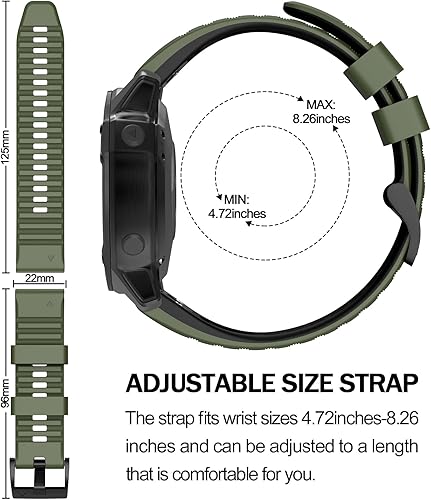 Miniatura 4 de Compatible con Garmin Fenix 66 Pro Band 0.866 pulgadas (0.866 in) Correa de silicona suave de fácil ajuste para relojes inteligentes Fenix 5
