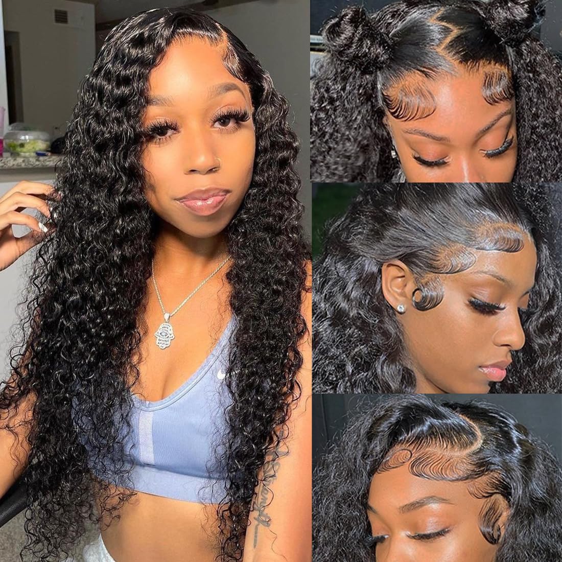 Amazon.com : Nerkre 13x6 Deep Wave Lace Front Wigs Human  display picture 3