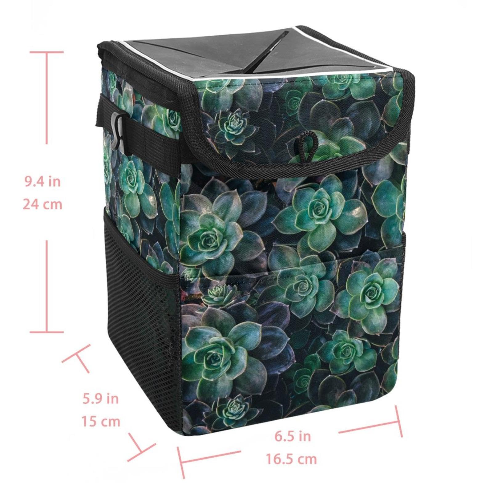 suojapuku Pattumiera per auto con coperchio,pattumiera per auto,Pianta del fiore di cactus,Pattumiera per auto con tasche portaoggetti
