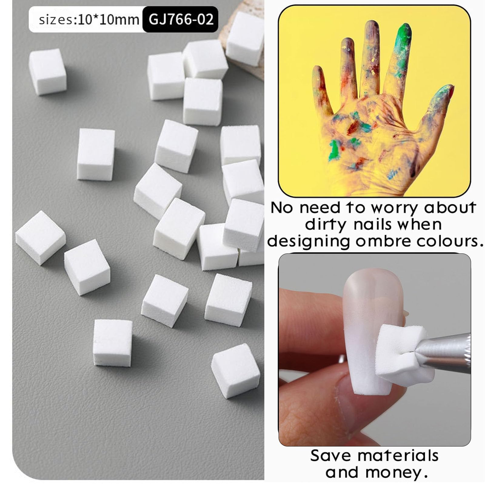 100 Pcs Nail Sponges for Ombre with Metal Grabber Ombre Nail Brush - Image 2