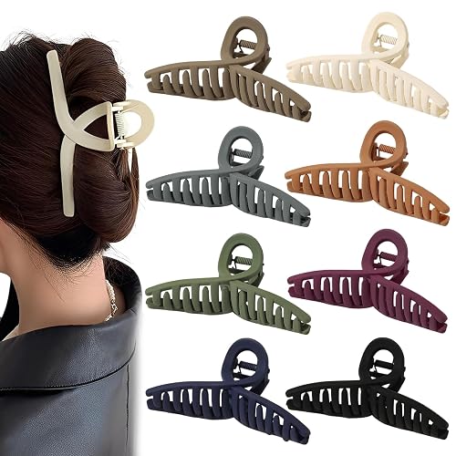 DBAILY Lot de 8 pinces à cheveux de 11 cm - Grande pince à cheveux pour femme - Pour cheveux longs et épais - Accessoire de coiffure pour femmes et filles - Huit couleurs mates différentes