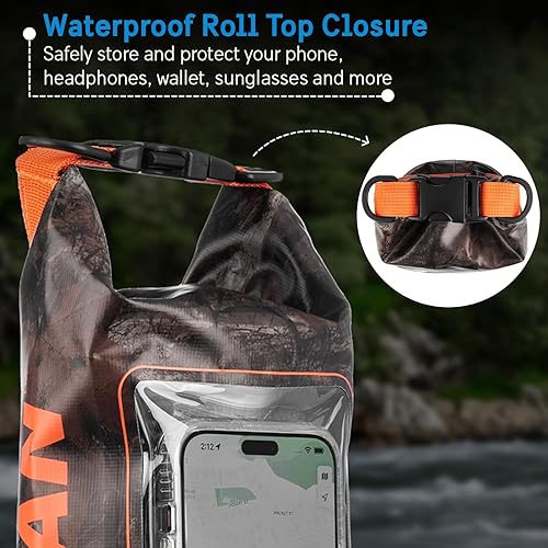 Miniatura 5 de Pelican Marine - Bolsa seca impermeable IP68 de 2 litros, mochila impermeable con parte superior enrollable con funda para teléfono, accesorios para