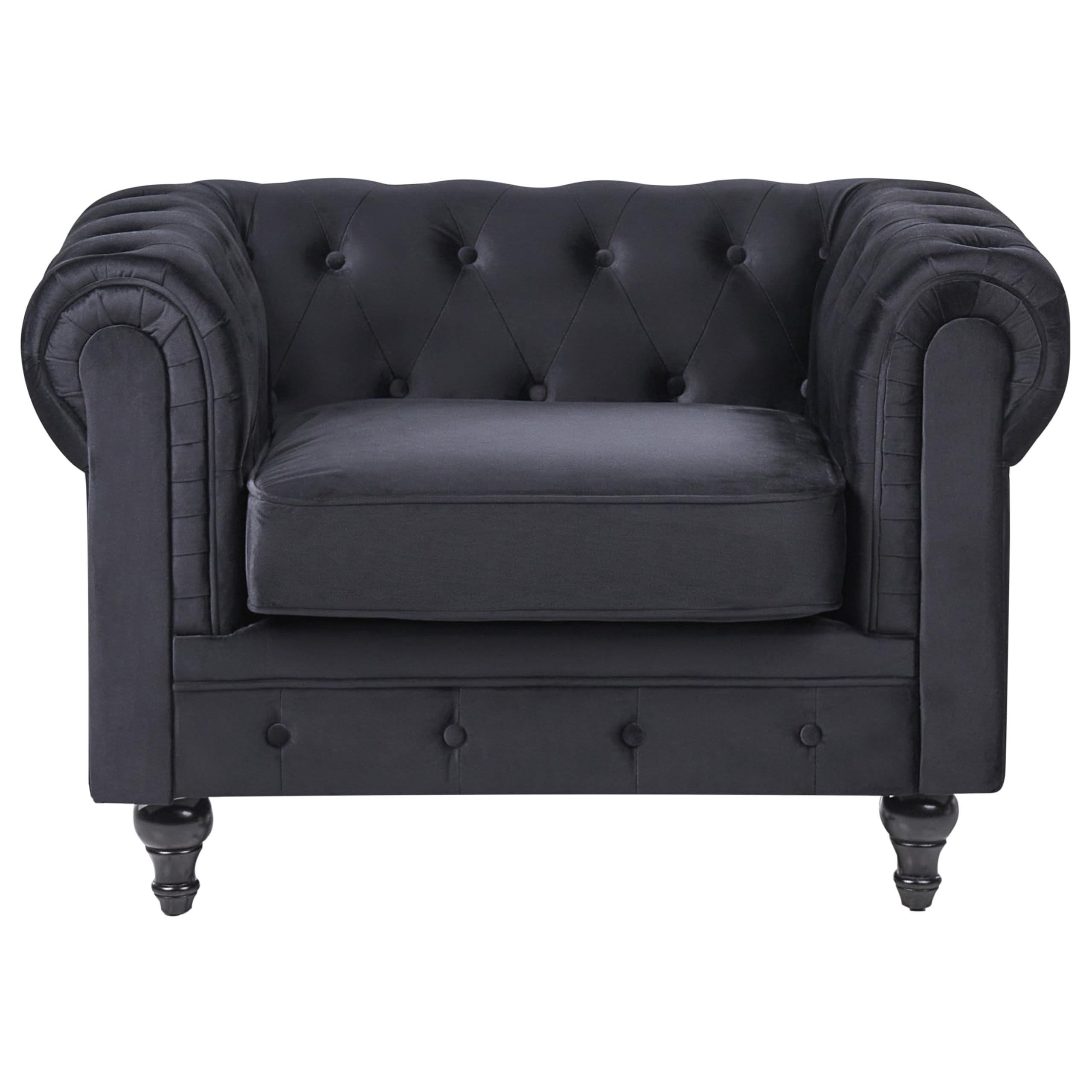 Wohnzimmer Set Sofa Sessel Samtstoff englischer Stil schwarz Chesterfield