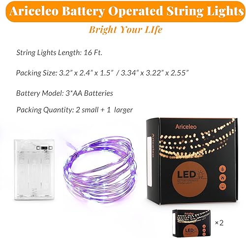 Miniatura 43 de Tira de luces de cobre, de pilas, mini luces para habitación, Navidad, Fiestas, Boda, centro de mesa, decoración Blanco frío