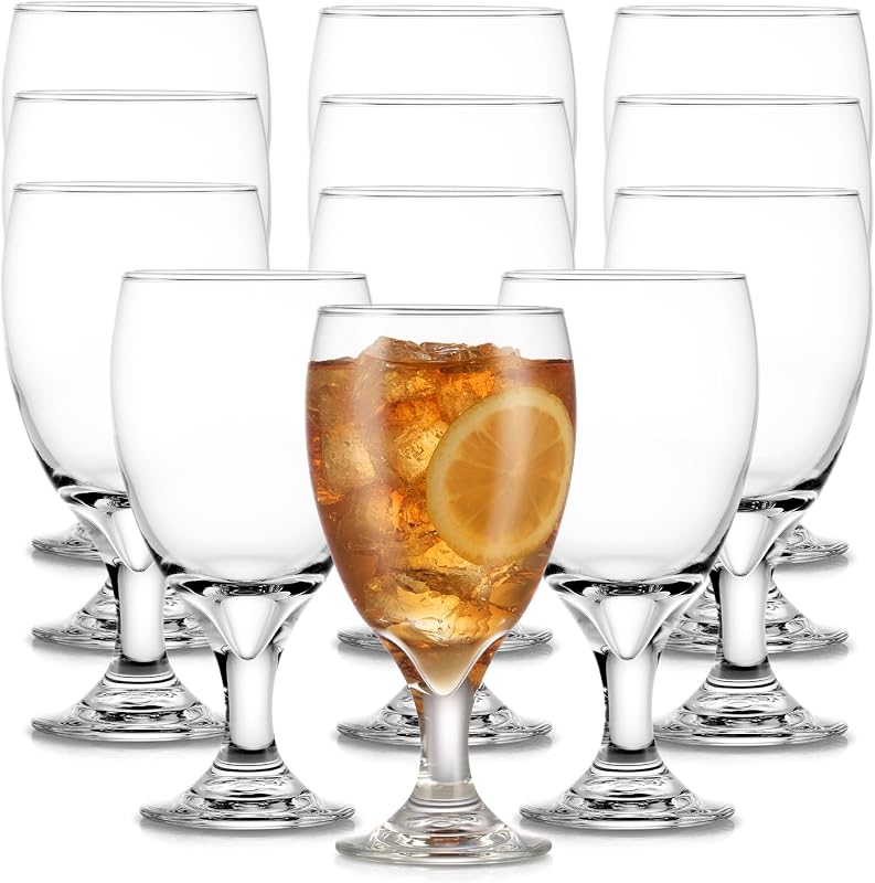 Libbey Classic Glass Goblets Set of 12, Stemmed Water & Tea Glasses | 16.25 oz Capacity for Iced Tea, Lemonade, Sangria, and More with Stemmed Design and Dishwasher-Safe Cleanup