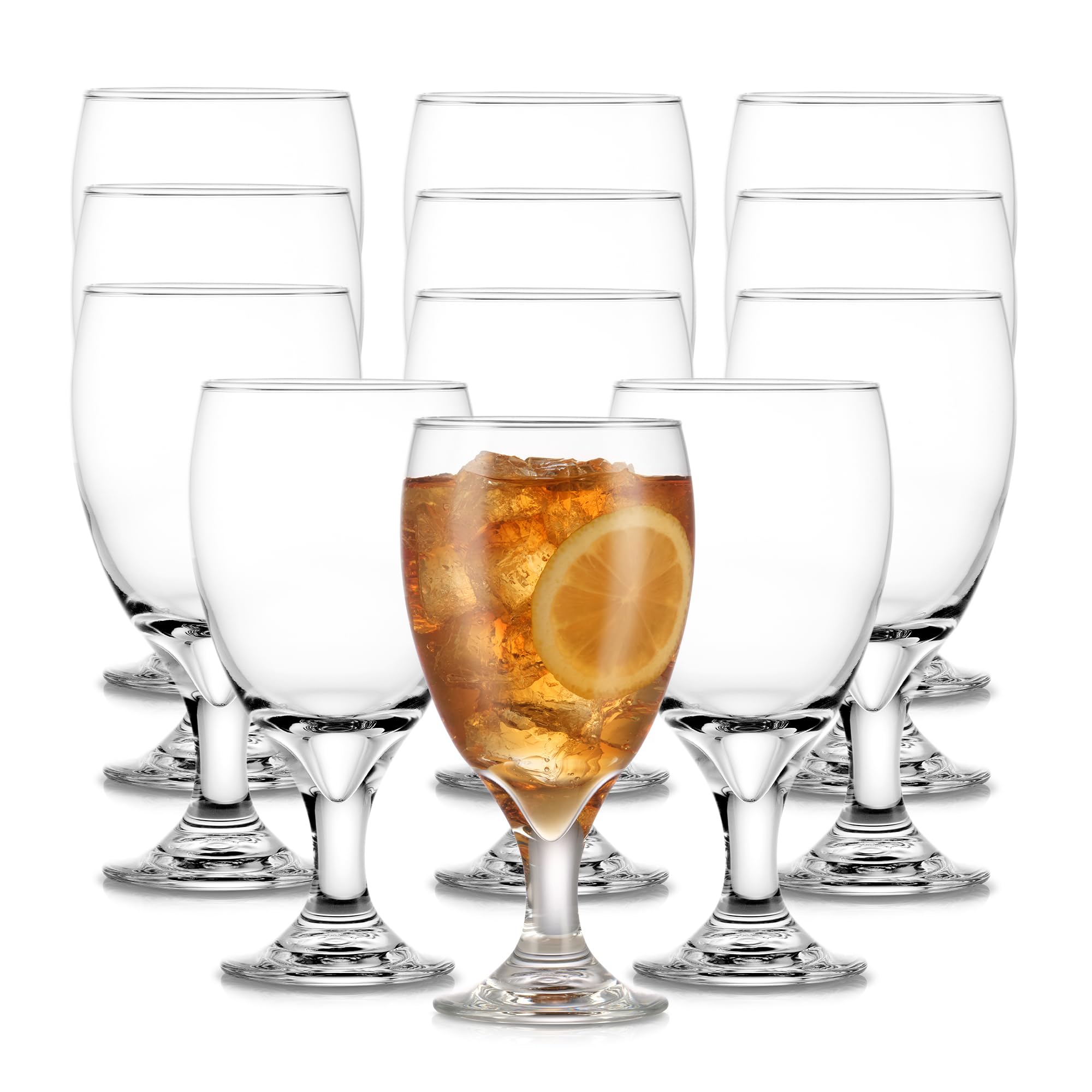 Libbey Classic Glass Goblets Set of 12, Stemmed Water &amp; Tea Glasses
