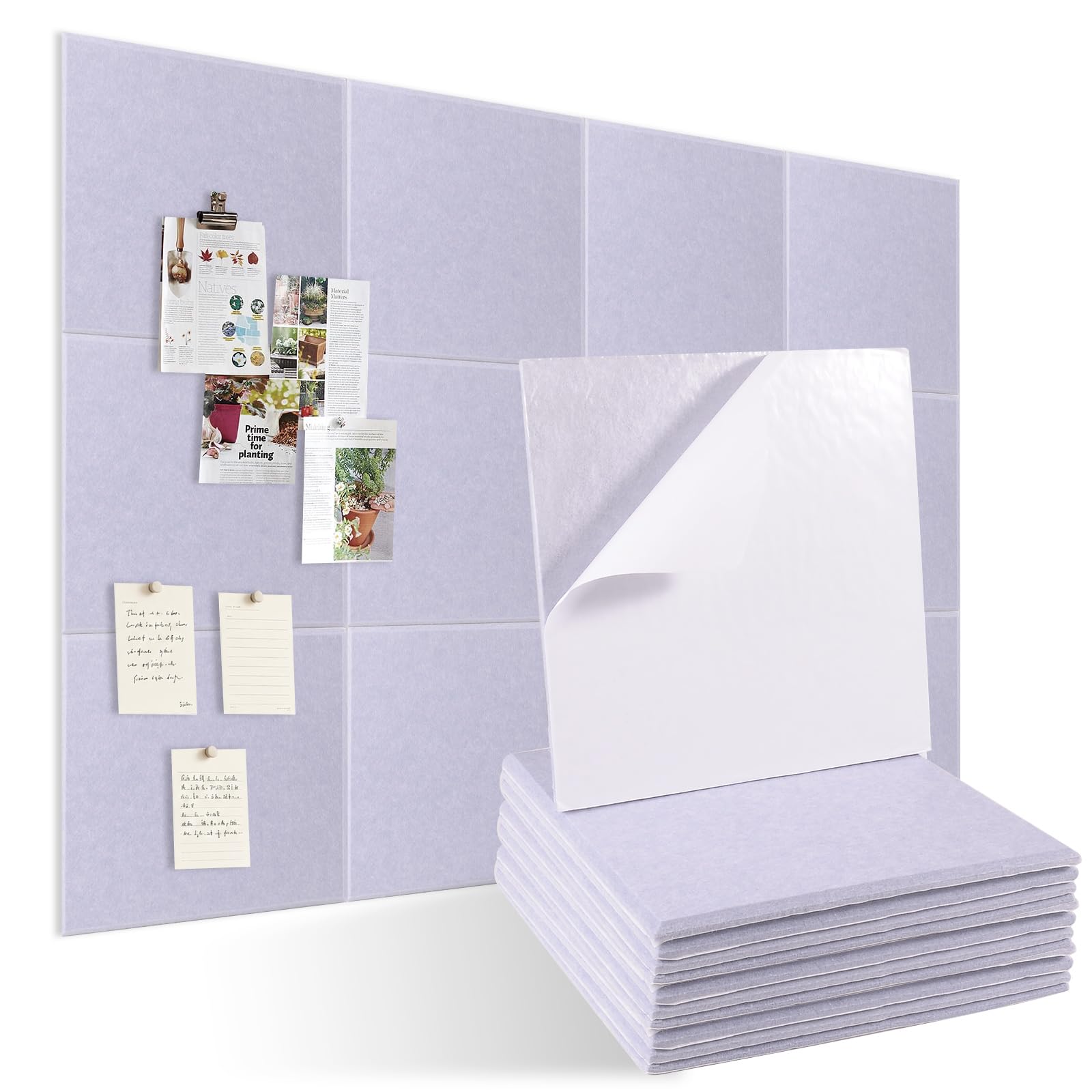 Felt Bulletin Board Tiles 90x120cm, 12 Pack Self Adhesive Gray Wall Panels