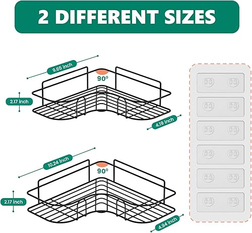 Miniatura 3 de Corner Shower Caddy Shower Shelves for Inside Shower Shower Shelf Adhesive Rust Proof Bathroom Organizer Shower Organizer Corner Shower Rack for