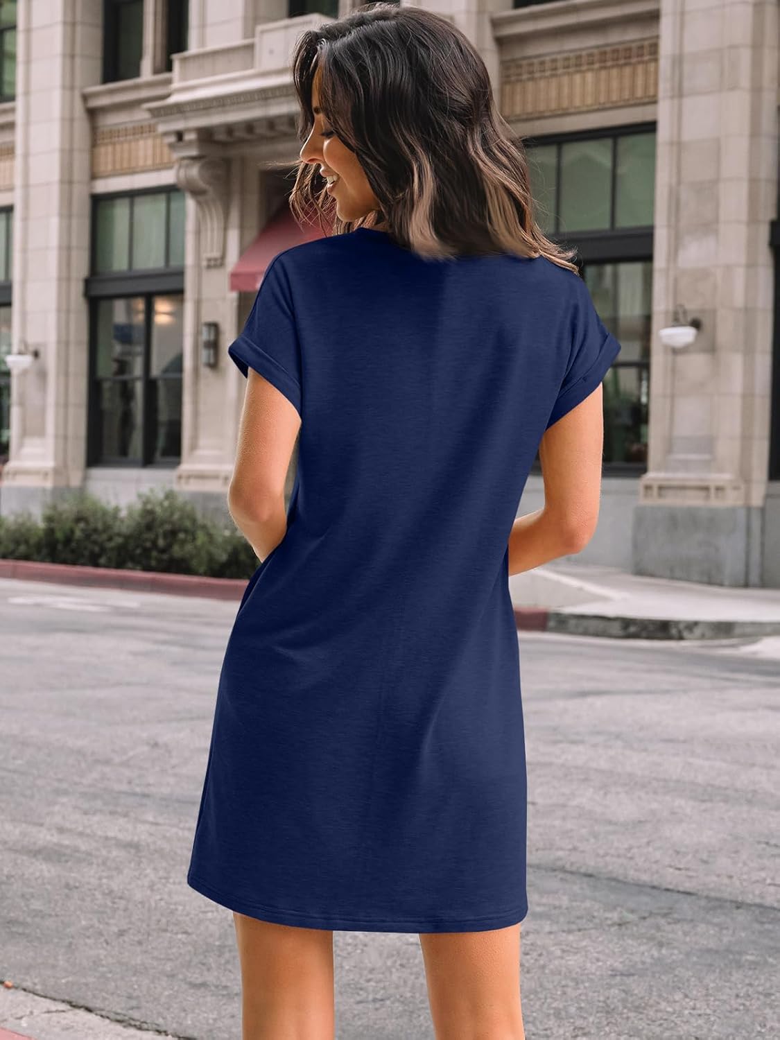 LILLUSORY Womens Summer Casual Short Sleeve T Shirt Dress 2025 Spring Vacation Beach Mini Sundress Loose Clothes with Pockets - Image 4