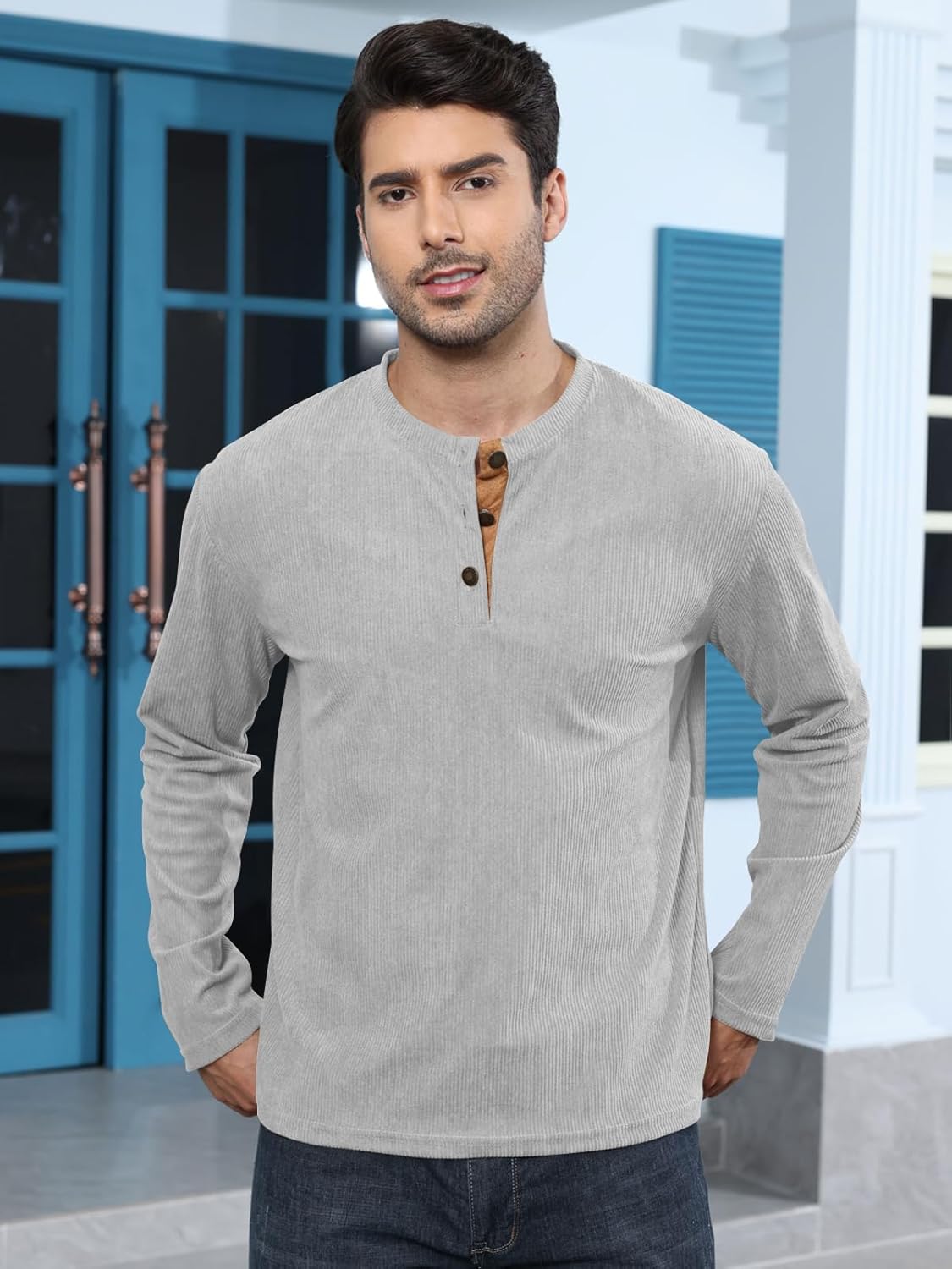 Angbater Camisetas masculinas da moda Henley manga longa pulôver básica com botões leves camisetas de veludo cotelê em promoção! Veja a oferta e mais achadinhos de Camisetas 2 Hoje é o melhor dia para comprar Angbater Camisetas masculinas da moda Henley manga longa pulôver básica com botões leves camisetas de veludo cotelê com aquele preço maroto! Promoção! Aproveite a oferta! 2