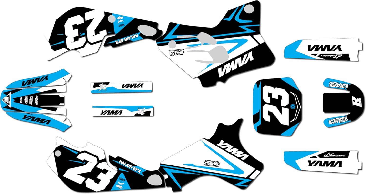 Graphics Kit for Yamaha YZ80 (1993-2001) Evader Series Cyan 9 Mil-Dirt bike Custom Racing Graphics Decals Stickers Kit, no-plastics