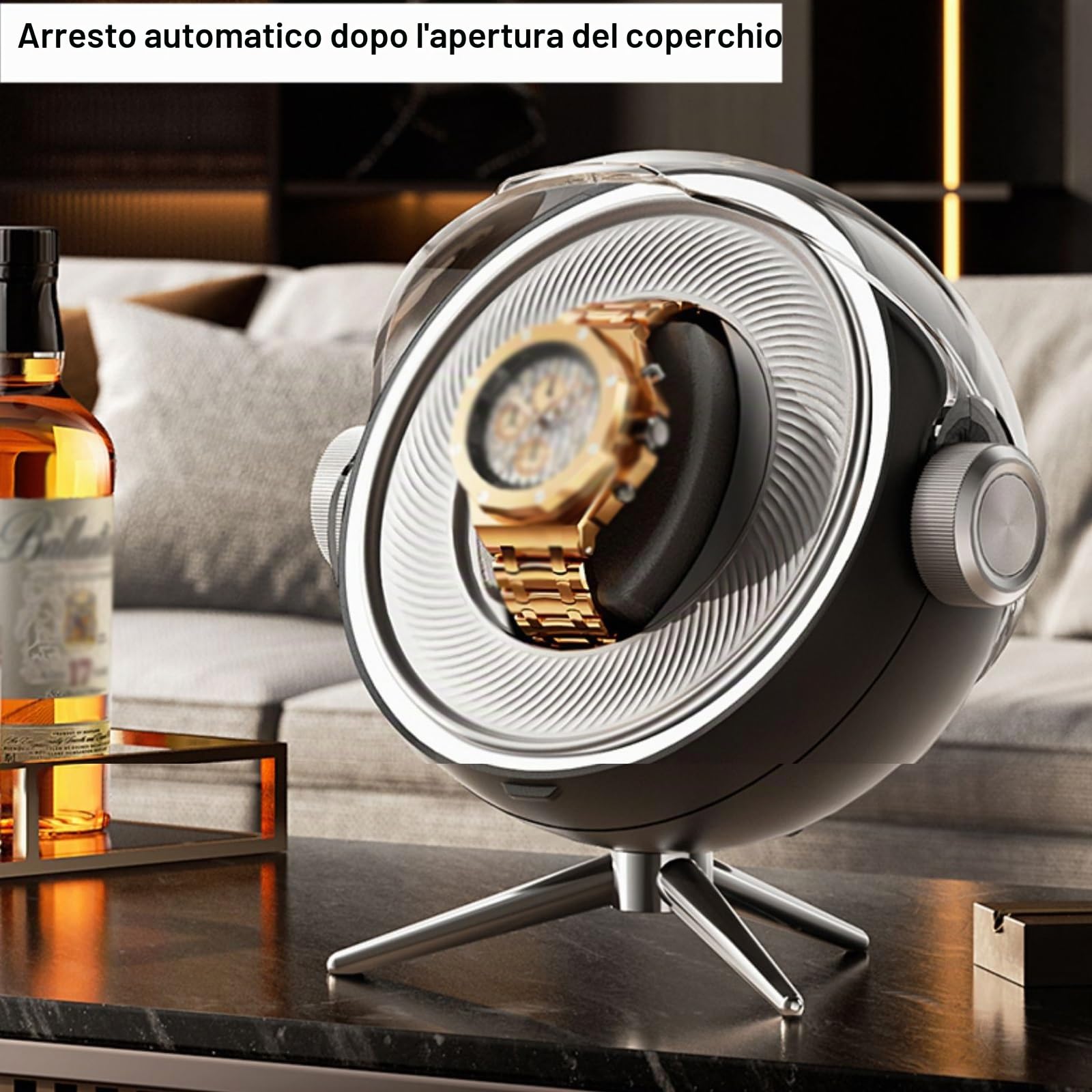 Caricatore Automatico per Orologi Singoli con Motore Silenzioso, Scatola Girevole per Orologi, Scatola Del Tempo per Orologi, Carica Orologi Automatici, Adatto per Orologi Da Donna E Da Uomo(Brown)