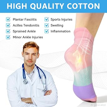 IRAMY Compression Ankle Support Socks Women Running Wicking Cushioned Athletic Plantar Fasciitis Relief 3 Pairs