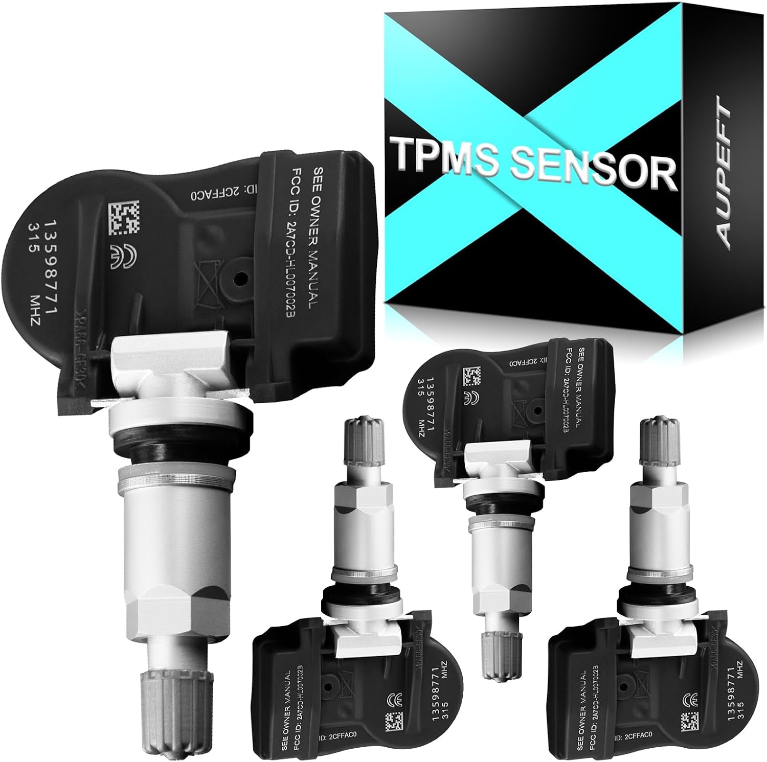 Pre-Programed TPMS Sensor for:-GMC Terrain 2010-2020 Acadia Yukon for:-Chevy Impala Malibu Camaro Colorado Equinox Express 1500 2500 3500 Tire Pressure Monitoring Sensor 4PCS OE#13598771