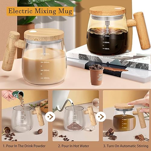 Miniatura 4 de FOXNSK Self Stirring Coffee Mug, 400ML Self Stirring Mug Electric Mixing Mug High Borosilicate Glass Mixing Coffee Mug With 55 Constant Temperature