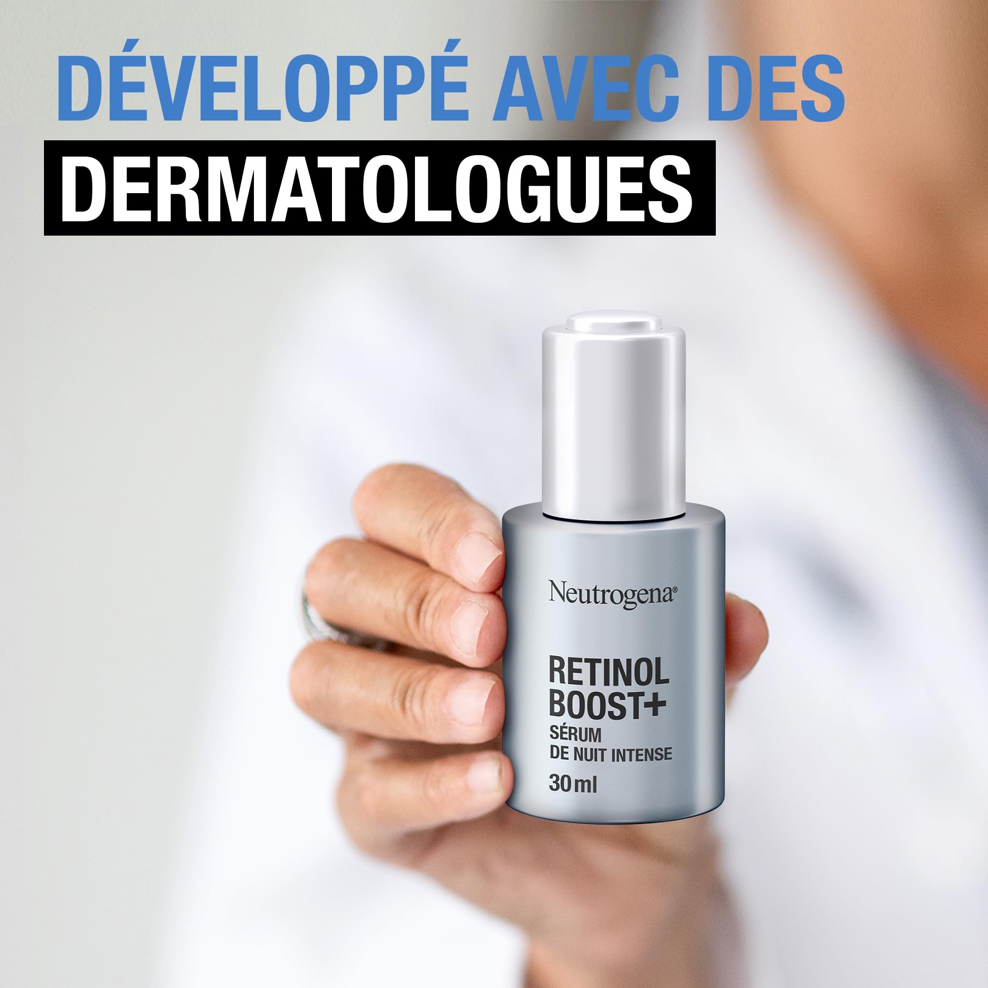 Neutrogena – Sérum de Nuit Intense Anti-Âge Retinol Boost+ (flacon de 30 ml avec pipette) – Sérum anti-âge nourrissant au rétinol – Soin du visage pour réduire l'apparence des rides même profondes