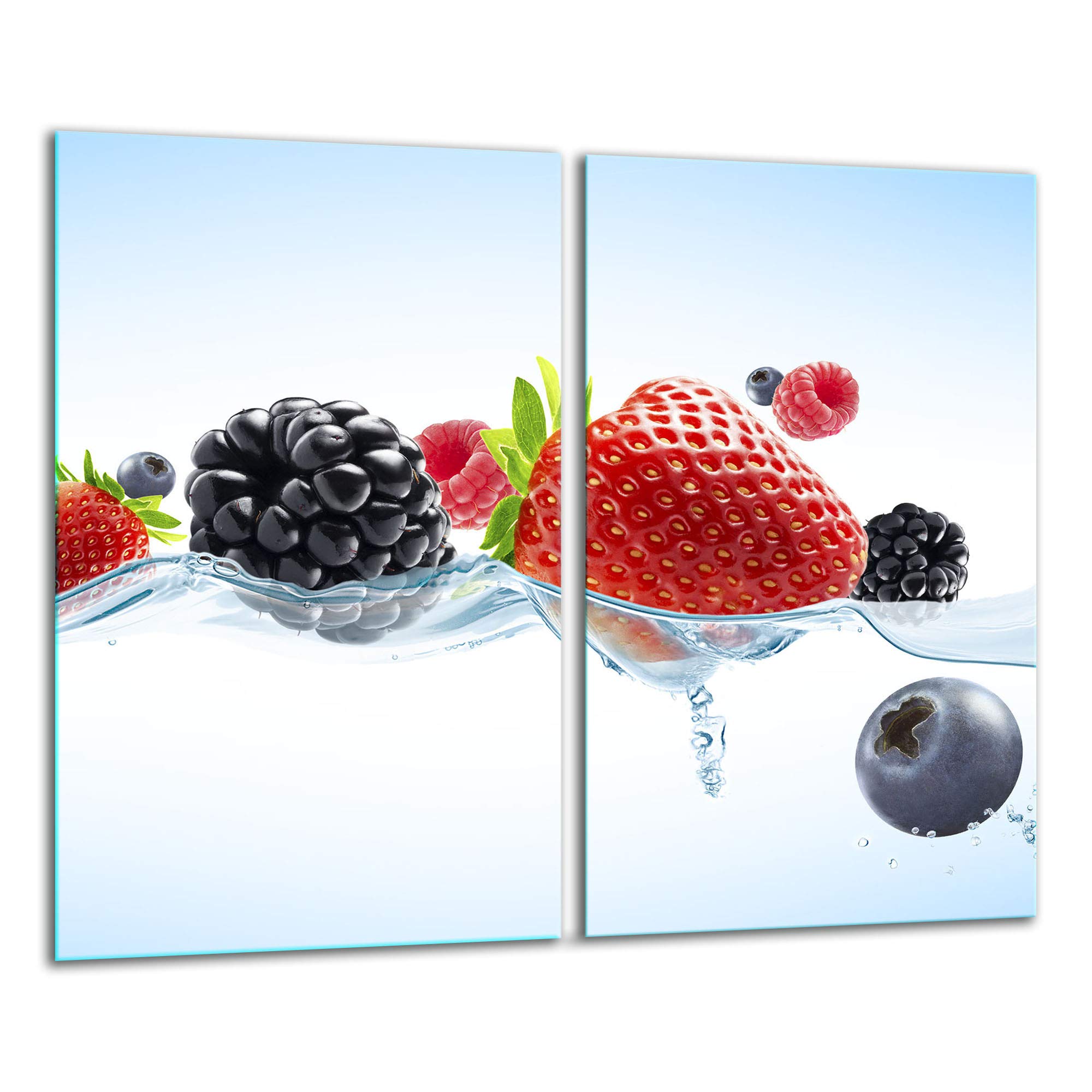 TMK - Placa protectora de vitrocerámica 30 x 52 cm 2 piezas cocina eléctrica universal para inducción protección contra salpicaduras tabla de cortar de vidrio templado como decoración, frutas