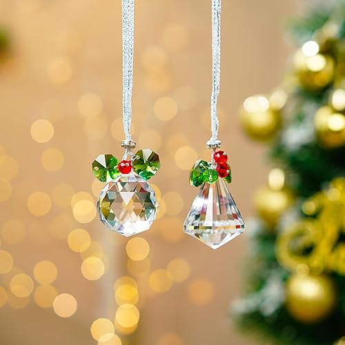 2 atrapasoles de cristal, prisma de cristales colgantes para decoración del hogar, prisma de cristal, arco iris, adorno de Navidad transparente de