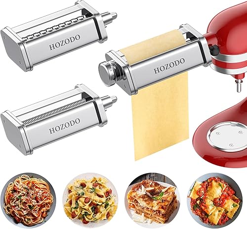 Accesorio de pasta para batidora KitchenAid, incluye rodillo de hoja de pasta, cortador de espaguetis fettuccine, 3 piezas para fijación de pasta