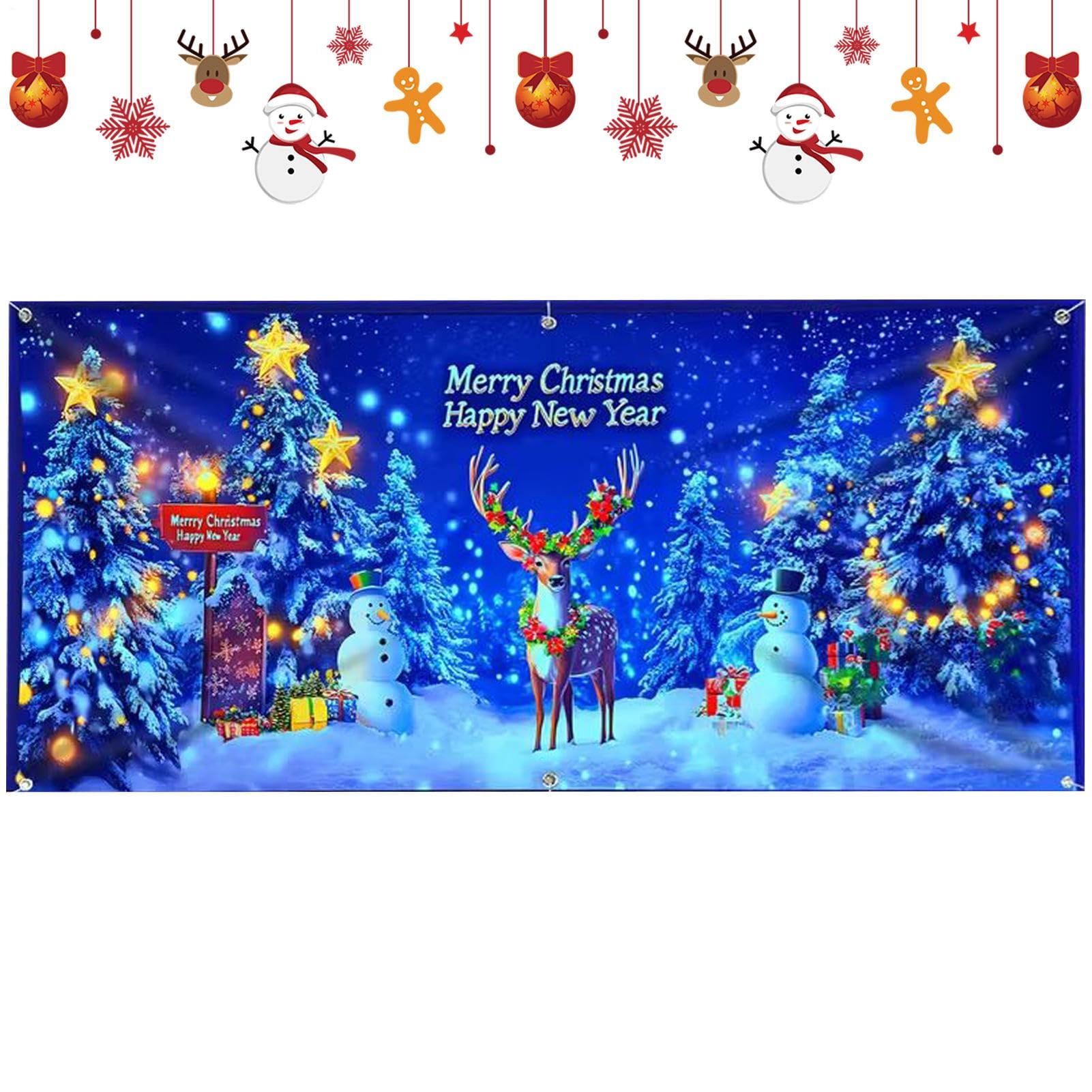 Bannière de porte garage Noël étanche avec éclairage LED