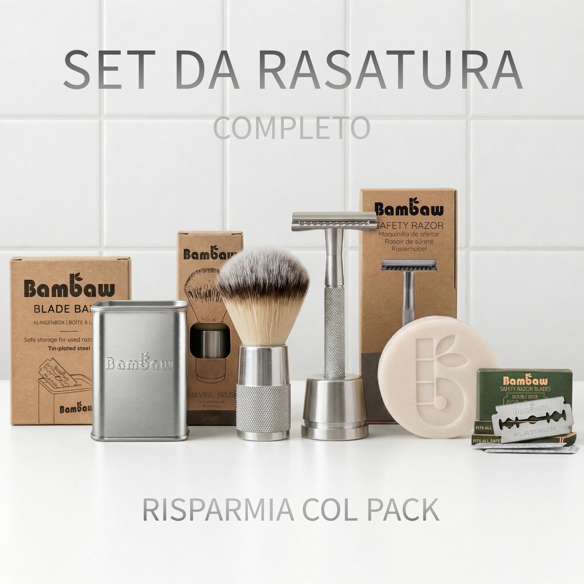 Bambaw - Lamette da Barba per Rasoio di Sicurezza, Lamette a Doppio Filo in Acciaio Inossidabile (60 Blades)