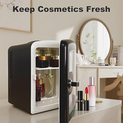 Miniatura 4 de Iceblue Mini nevera, pequeño refrigerador con ventana de visión, 4 litros/6 latas, refrigerador pequeño compacto para belleza y bebidas,