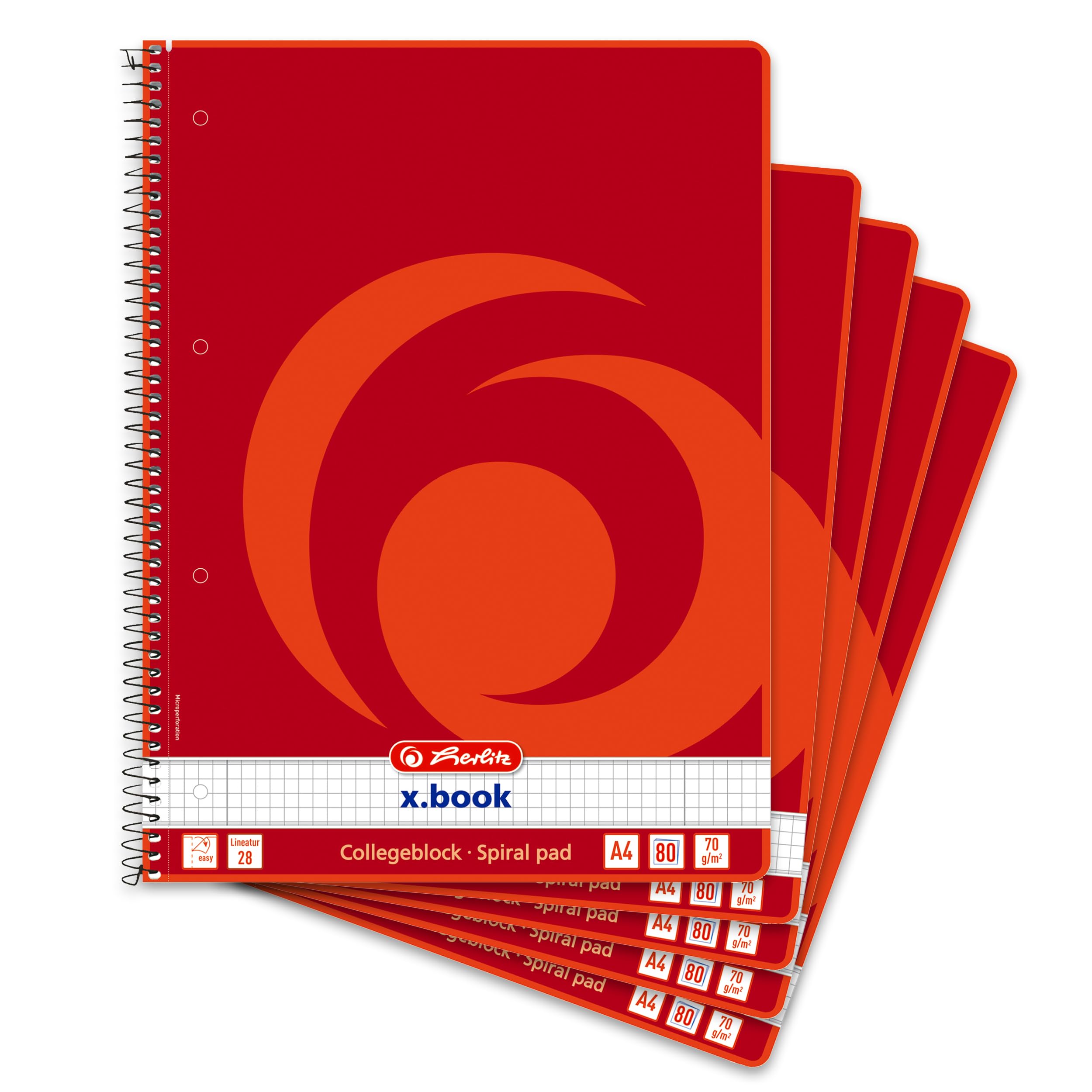 herlitz Collegeblock A4 kariert Lineatur 28 80 Blatt 5 Stück