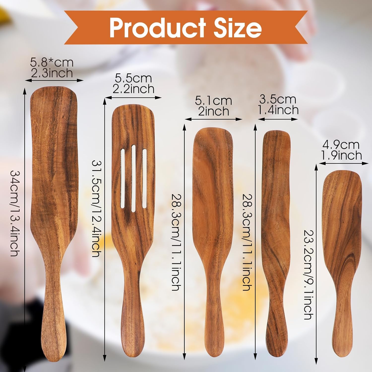 Prasacco 5 Pcs Wooden Spurtle Set Spurtles Kitchen Tools Wooden Spurtle Spatula Wooden Spurtle Kitchen Utensils Spurdle for Cooking Wood Slotted Spurtle Spatulas Spoons Set for Cooking Stirring Mixing - Image 2