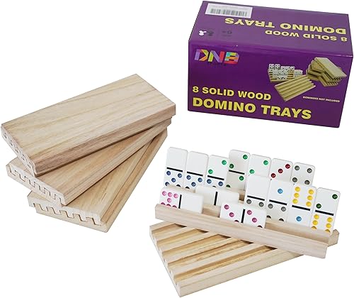 Miniatura 1 de DNB - Bandejas de madera para dominó, juego de 8 soportes, 5 ranuras por soporte, dominó no incluido