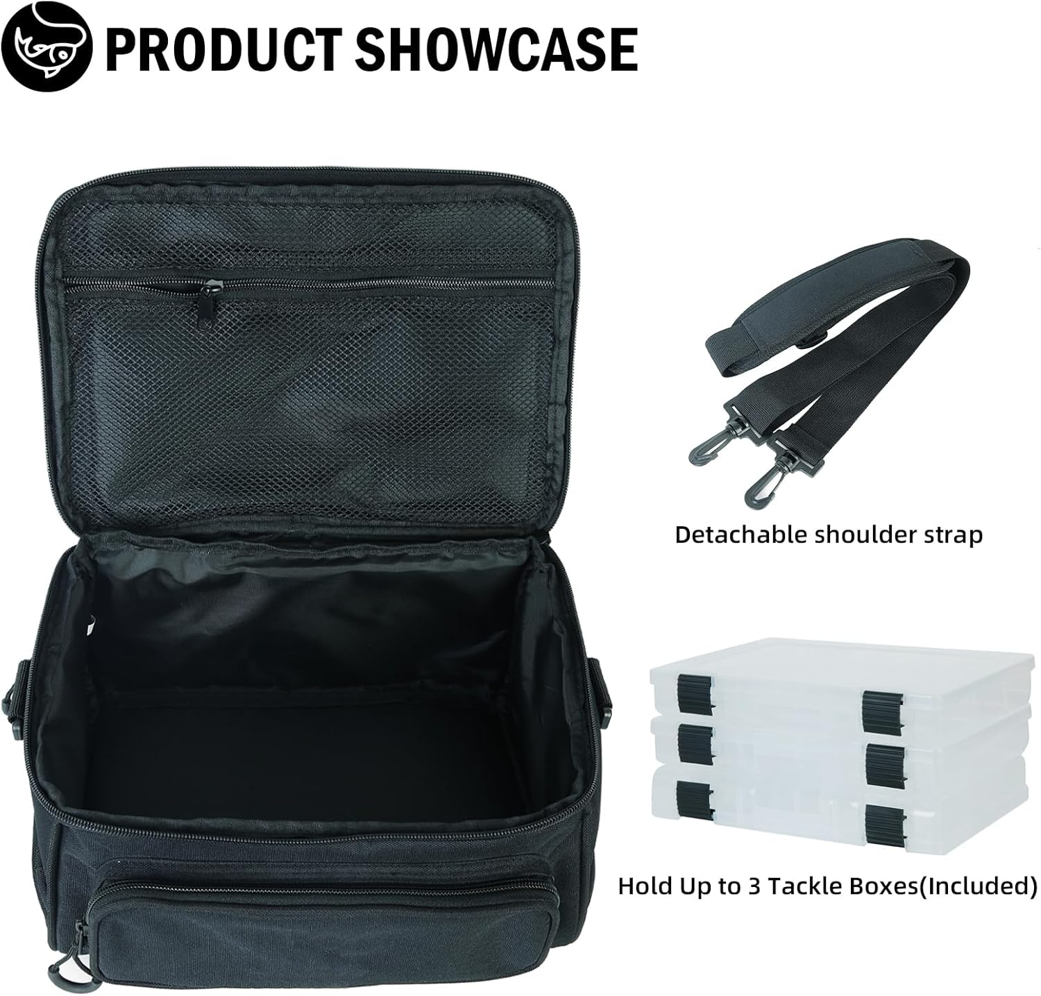 Fishing Tackle Bags Portable Fishing Tackle Storage Pack for Saltwater or Freshwater Fishing Bags with 3 Tackle Trays Padded Shoulder Strap