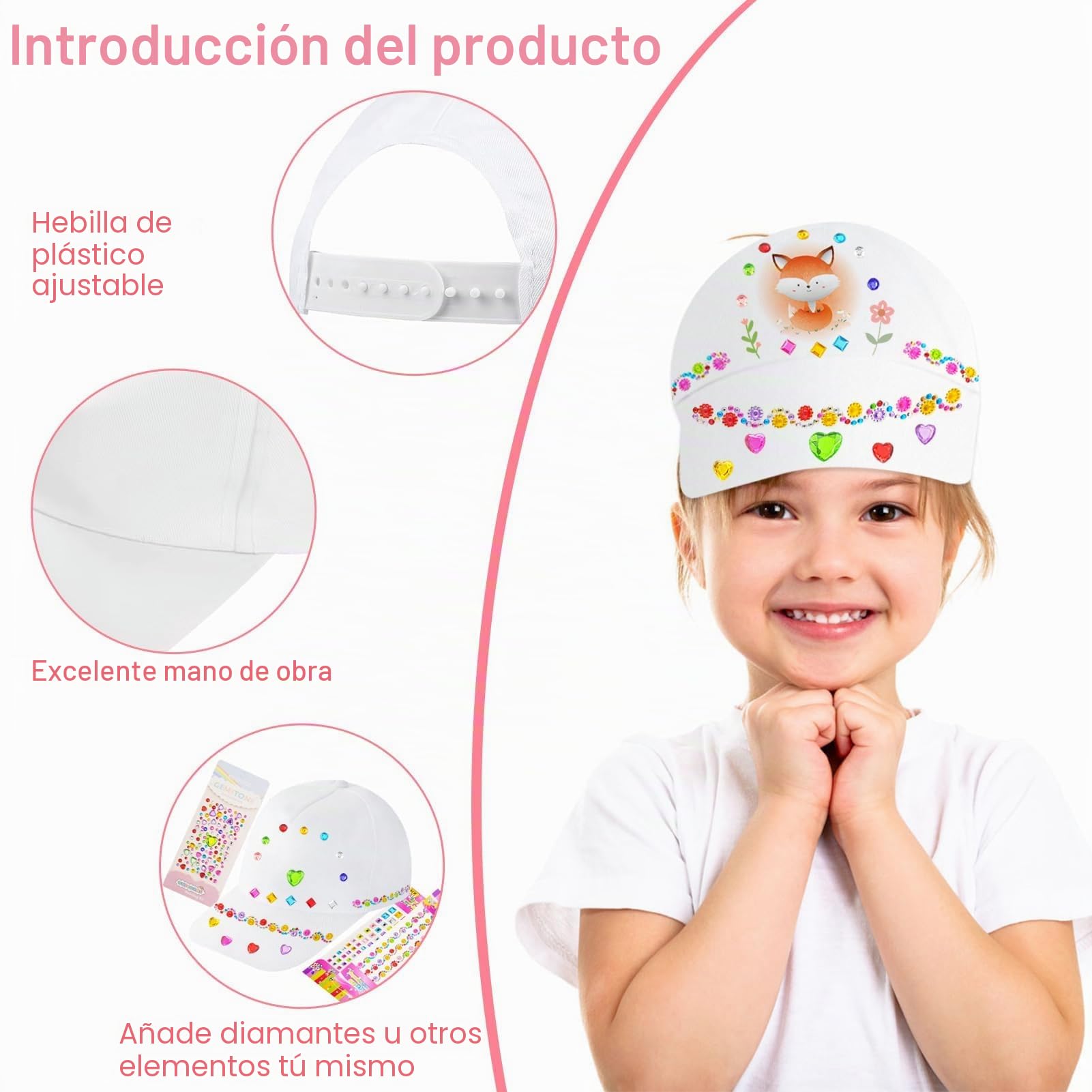 Hpbaggy 6 Piezas DIY Gorras de Béisbol Niño en Blanco, Gorra de Béisbol de Dibujo Creativo, Gorras Blancas Niños para Pintar Regalos de Cumpleaños para Niños