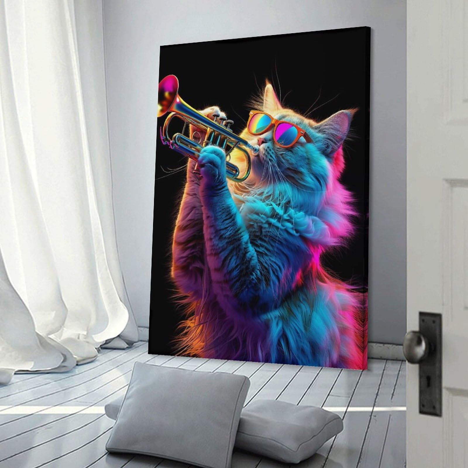 Junmoney Ragdoll Trumpet Home Decor Wall Art 24x36inch(60x90cm), for Living Room, Bedroom Or Home Office, Decorative Present for New Homes