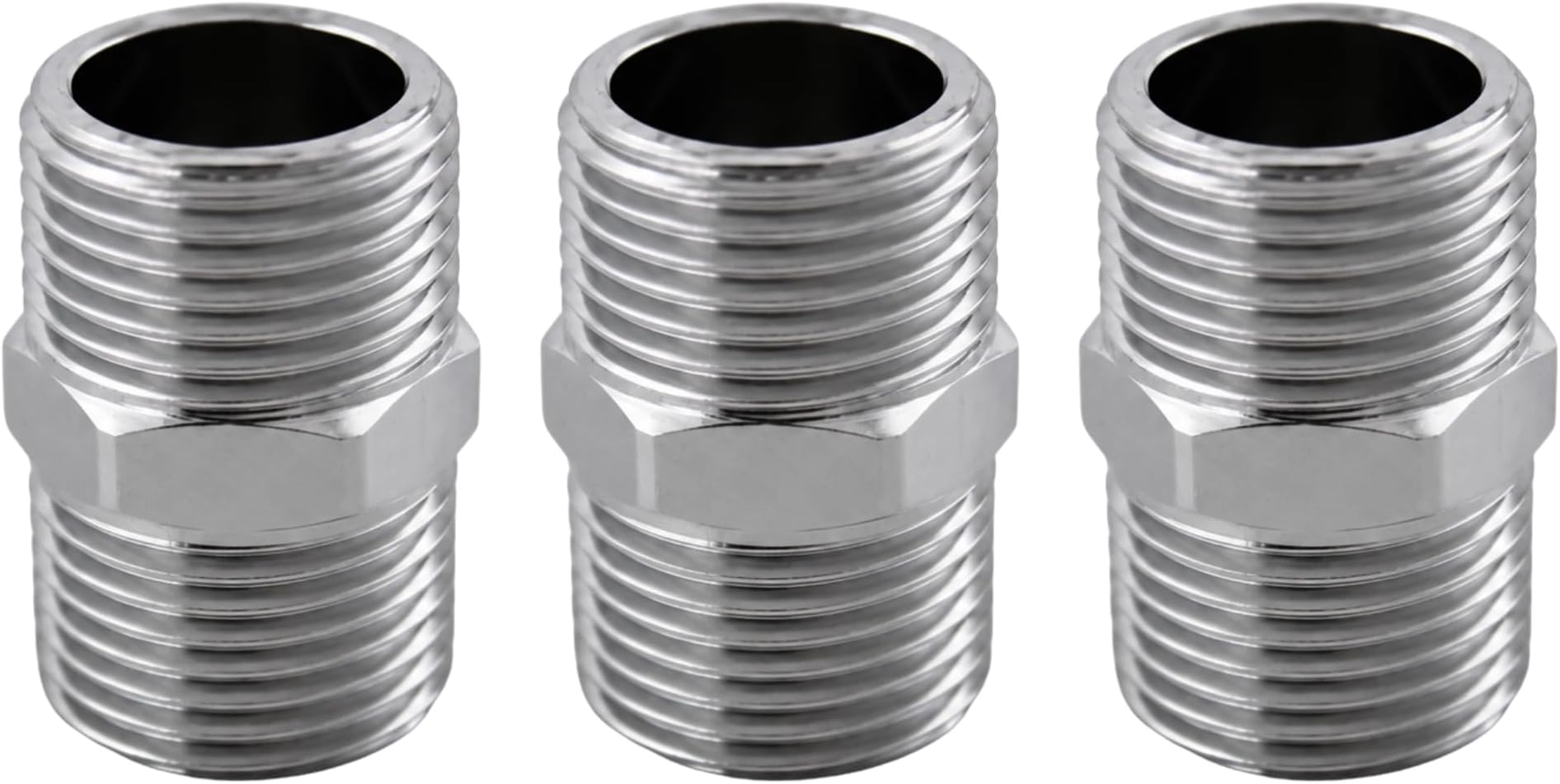 CP Hex Nipple 1/2 Inch x 1/2 Inch | Stainless Steel Male Thread Connector for Pipe & Fitting Connection | Pack of 3