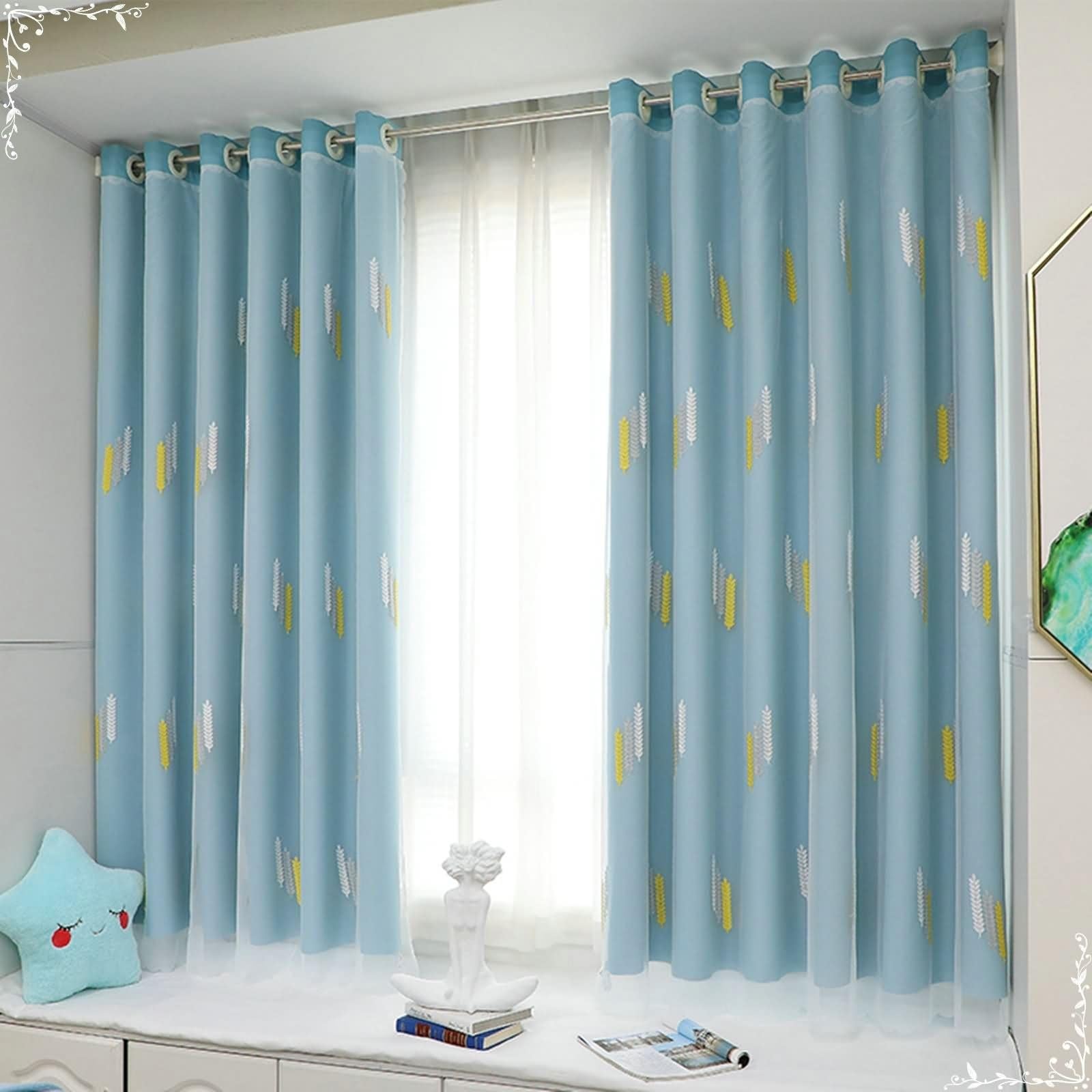 Rideaux opaques bleu pour salon cosy rideau occultant à oeillets Beydodo