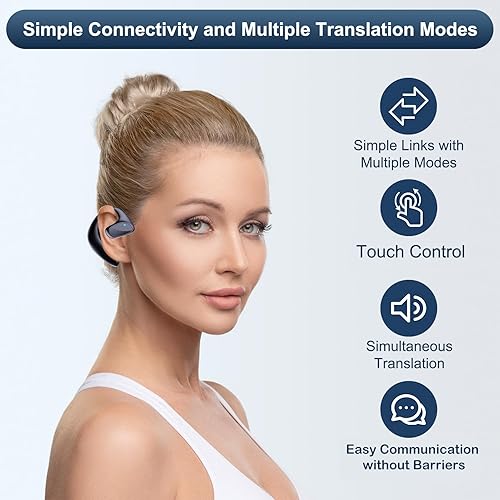 Miniatura 6 de Traductor de idiomas Auriculares de traducción bidireccional en tiempo real, 144 idiomas con Bluetooth y aplicación, traducción instantánea de voz