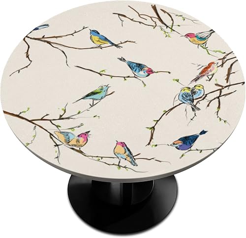 Miniatura 8 de Elegante mantel redondo de mandala para mesa circular, color naranja y rojo, mantel redondo de poliéster ajustable con elástico para cocina,