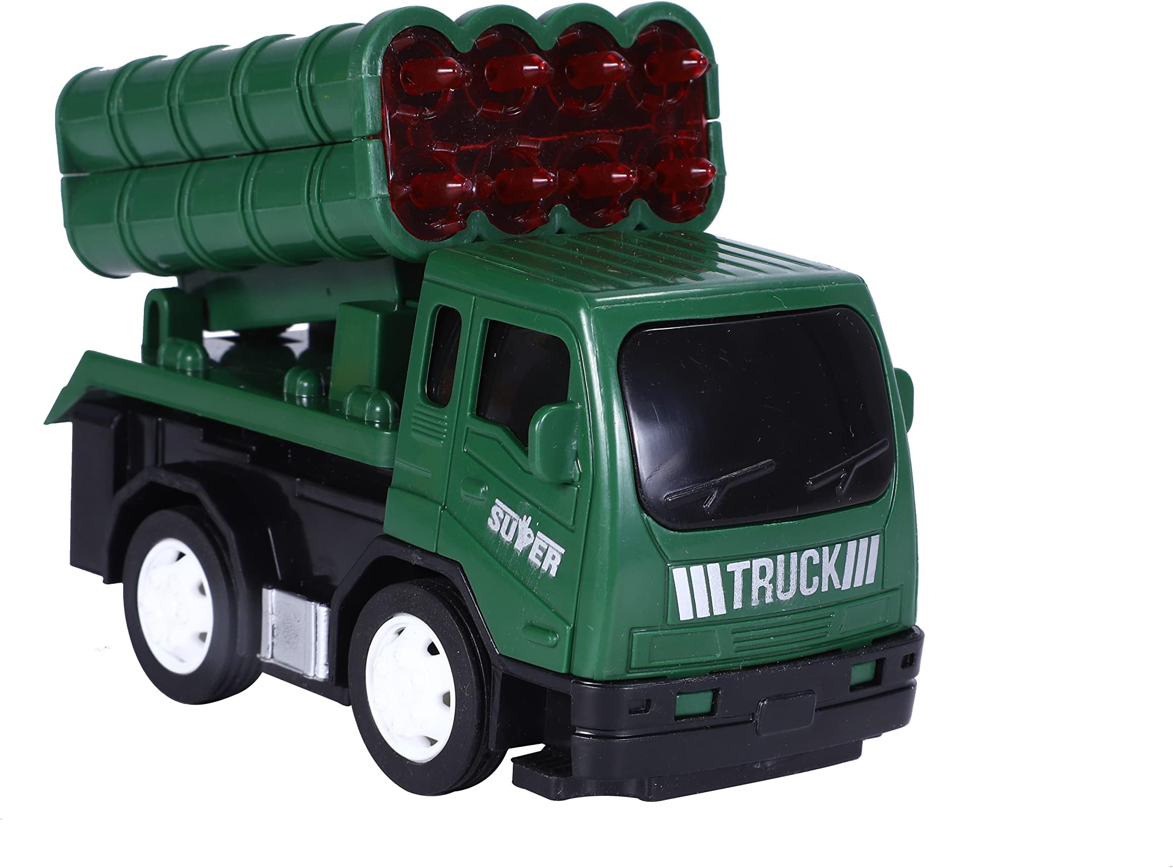 TOYZONE Friction Powered Mini Truck Series | Made in India | Friction Powered Toy | Unbreakable City Service Truck | Pull Back | Push & Go Crawling Toys (Mz-520 Missile Launcher Truck)