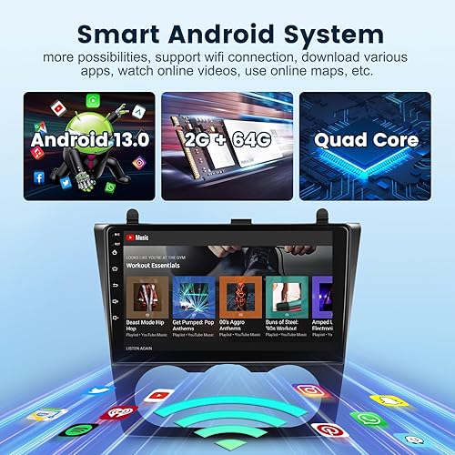 Miniatura 29 de Para Nissan Altima 2008-2012 Android 13 Estéreo de coche 9 pulgadas HD pantalla táctil Radio, inalámbrico CarPlay Android Auto GPS WiFi Bluetooth