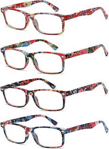 Miniatura 7 de YTDBNS Gafas de lectura para mujer con estampado patrón, paquete de 4 lentes de lectura a la moda para mujer con bisagra de resorte, anteojos de
