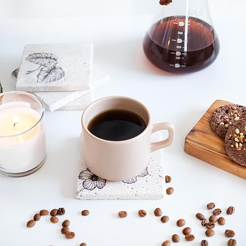 Miniatura 3 de Juego de 4 posavasos absorbentes de piedra para bebidas, bonitos posavasos para escritorio, decoración de libélula, protección de mesa, adecuados