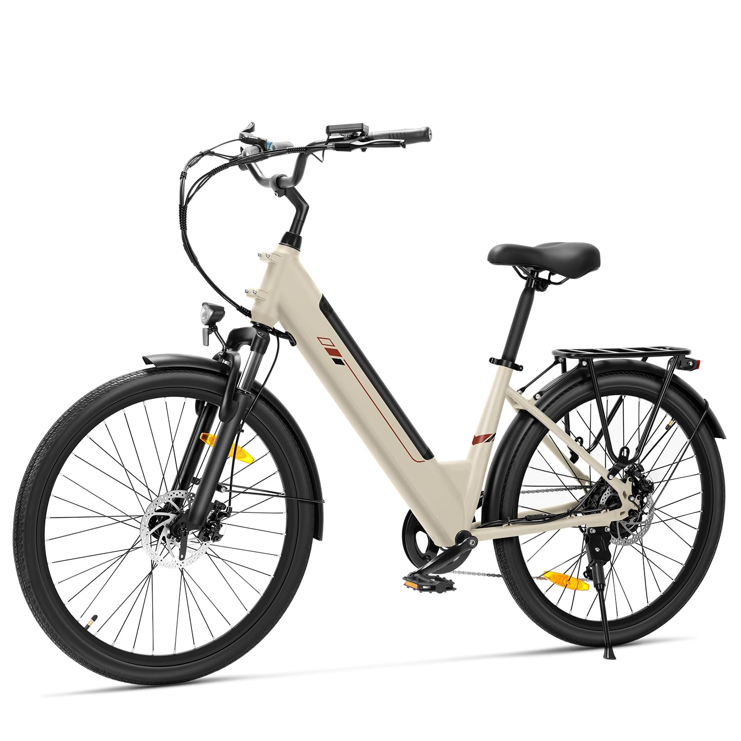 Touroll E-Bike für Erwachsene, 26" City Trekkingrad mit Hydraulischen Scheibenbremsen, 250W Motor, 100km Reichweite, 36V 15,6Ah Akku,7 Gänge, Pedelec E-Citybike für Damen Herren