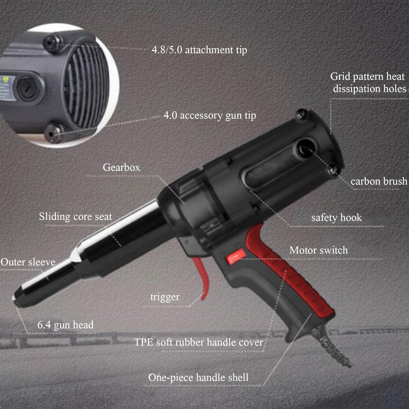 Automatyczne pistolety do nitowania,Elektryczna nitownica,Przenośny elektryczny pistolet do nitowania,Pistolet do nitowania