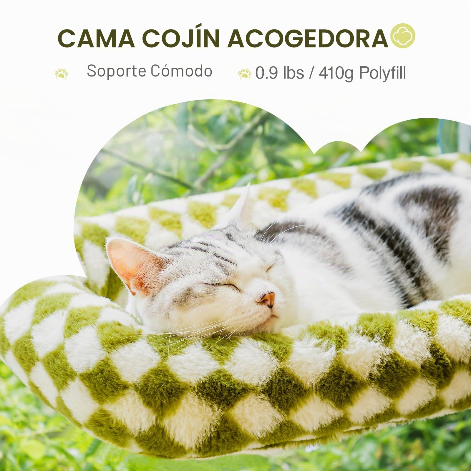 EDAGNY Cama para Gatos Ventana Felpa, Cama Gato Ventana Plegable para Gatos de Interior, con Cubierta Gruesa Extraíble, Hamaca Ventana Gato Soporta hasta 18 kg (Verde, L)