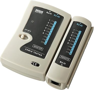 Sanwa Supply LAN-TST3Z LAN Cable Tester, Wiring and Disconnecting Check, UTP, STP Cable with RJ45 Connector, RJ-11 Connector Modular Cables