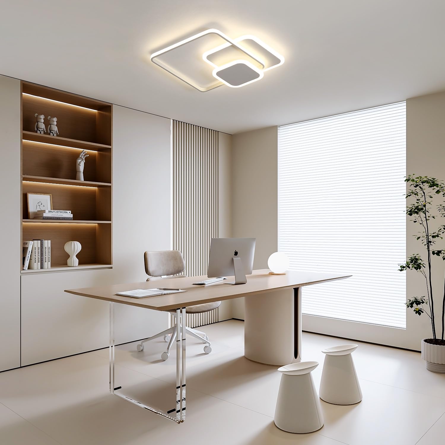FUPE Plafoniera LED Soffitto - 43W Lampada Soffitto 4180LM Moderna a 3 Quadratische Luce Fredda 4000K per Soggiorno e Camera in Alluminio e Acrilico per Cucina Corridoio