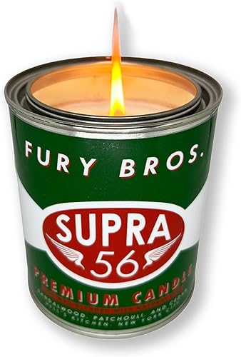 Velas de larga duración de una pinta para hombre, diseño de lata de aceite inspirado en la época Supra 56 - Cedro, sándalo, pachulí, cera de soja,