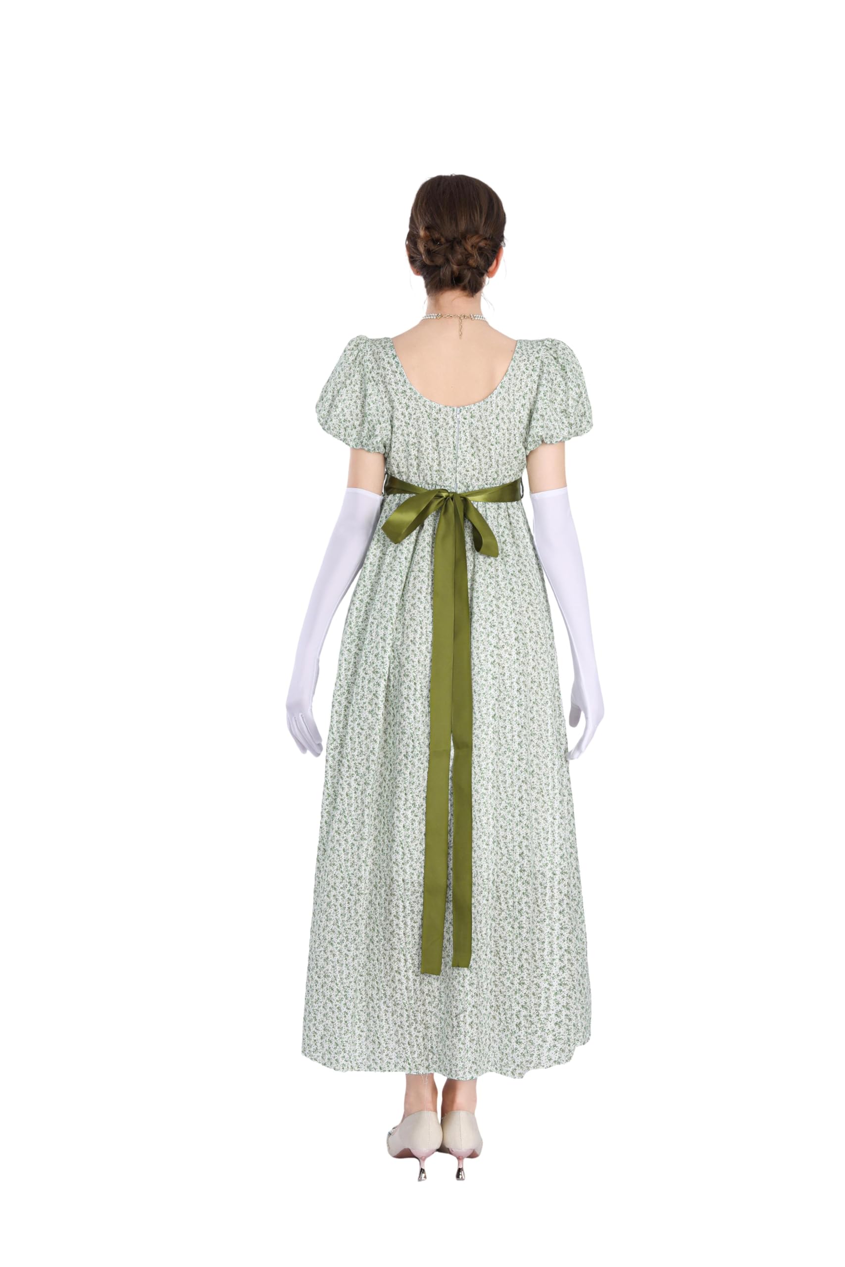 Fiamll Regency - Vestito da donna per donna in vita impero, motivo floreale, impermeabile, abito lungo per feste