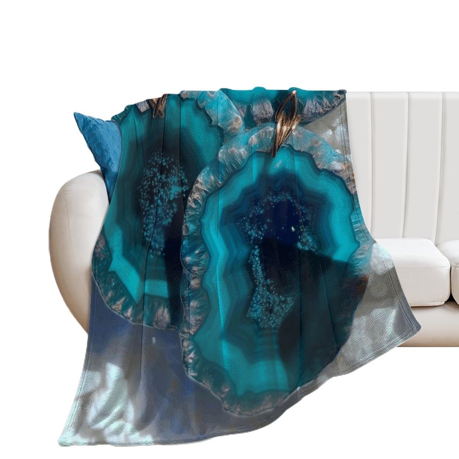Couverture en flanelle bleu sarcelle pour réchauffer vos soirées canapé