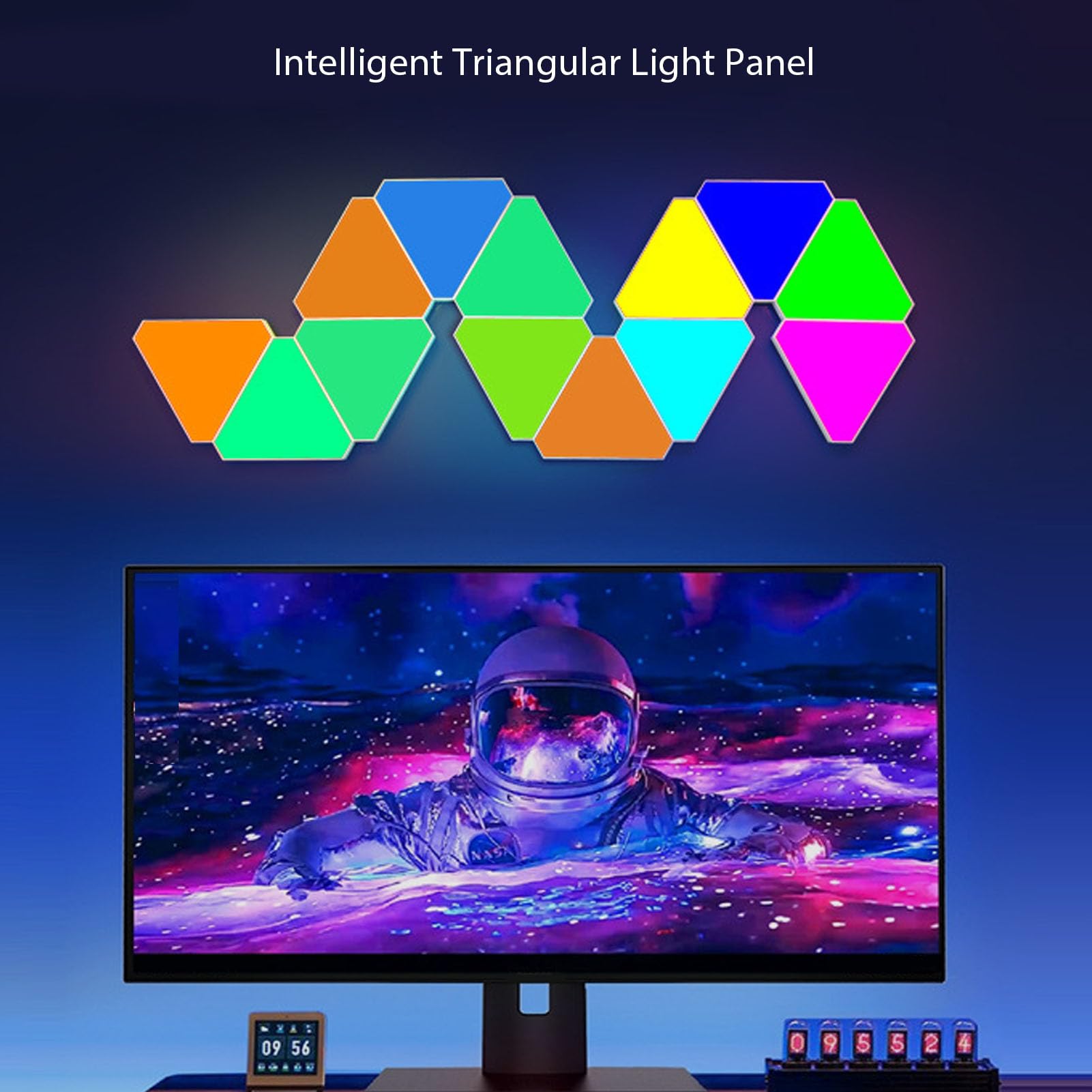 Fockety 10 Stück Dreieck-Lichtpaneele, DIY Dreieck-LED-Wandleuchten RGB-Gaming-Leuchten mit App und Fernbedienung, 8 Musiksynchronisationsmodi Smart Home-Lichtpaneele für Gaming-Zimmer
