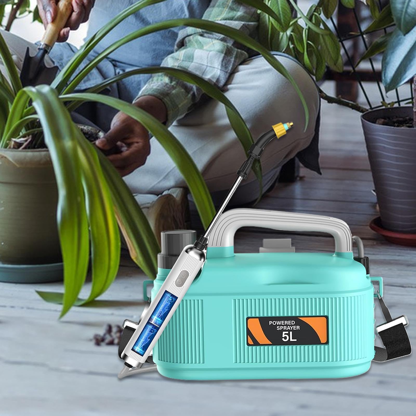 Spruzzatore per Prato Spruzzatore a batteria da 5,1 litri per concimazione | Irrigatore a Pompa Elettrica per in Serre, in Campeggio, su Terrazzi, in Ambienti Domestici, nei , in Giardini Esterni,